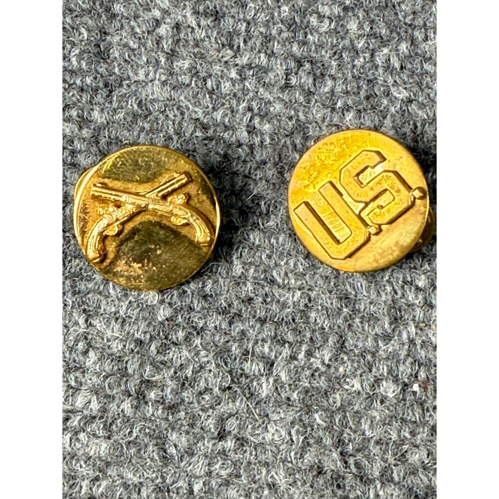 U.S. Army Police Collar Brass Gold Collectible Militaria